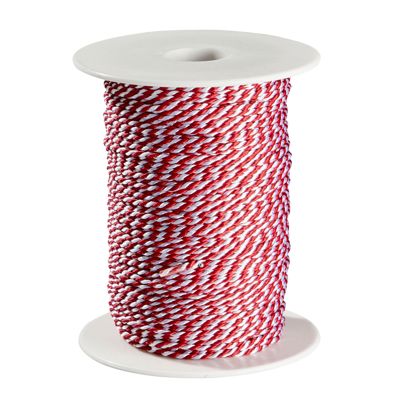 Atlaskordel auf Rolle, 2 mm x 100 m, Viskose weiß, rot