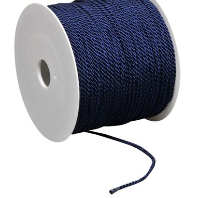 Atlaskordel auf Rolle, 2 mm x 100 m, Viskose dunkelblau