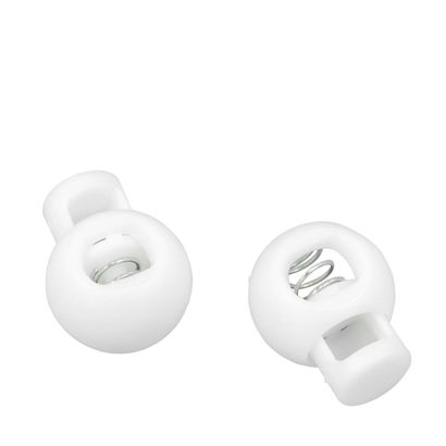 Kordelstopper, 8 mm Loch, Kugel, weiß 