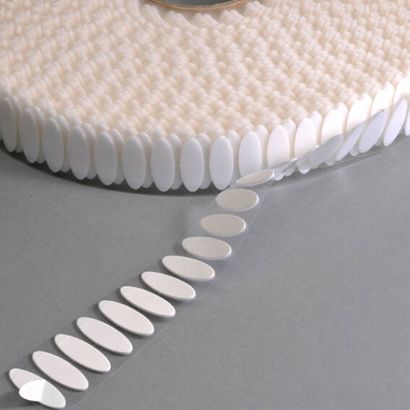 Klettpunkte oval, paarweise Haken und Flausch 100 Paar | weiß