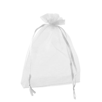 Sachets en organza avec fermeture à bande de satin blanc  | 100 x 150 mm 