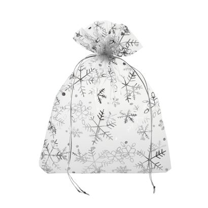 Sachets organza Noël 150 x 200 mm | Flocon de neige/cristal de glace