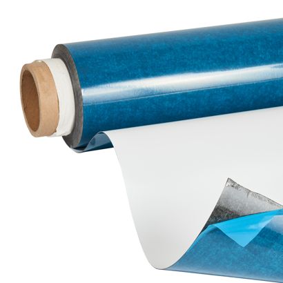 Feuille ferreuse autocollante blanche, épaisseur 0,5 mm, largeur 1.000 mm 