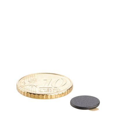 Scheibenmagnete aus Neodym, selbstklebend schwarz | 10 mm x 1 mm | 3M 467