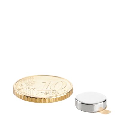 Scheibenmagnete aus Neodym, selbstklebend silber | 10 mm x 3 mm | 3M 468