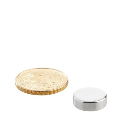 Aimants néodymes en forme de disque 12 mm x 4 mm | N45, axial (parallèle à la hauteur)