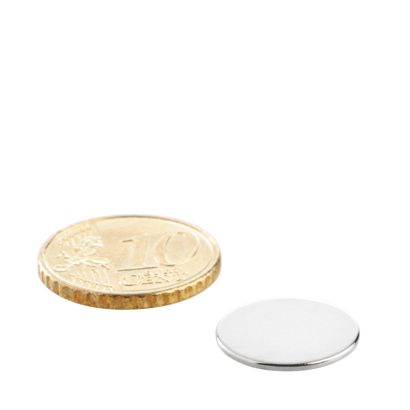 Aimants néodymes en forme de disque 15 mm x 1 mm | N35, axial (parallèle à la hauteur)