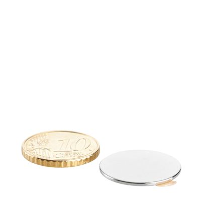 Scheibenmagnete aus Neodym, selbstklebend silber | 20 mm x 1 mm | 3M 467