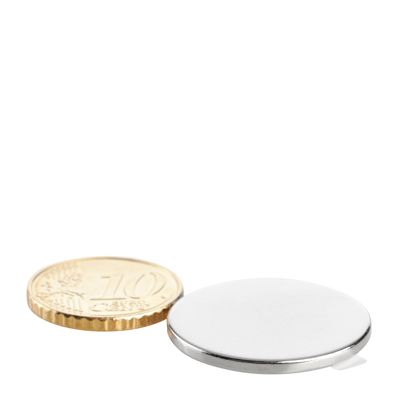 Scheibenmagnete aus Neodym, selbstklebend silber | 25 mm x 2 mm | 3M 4920
