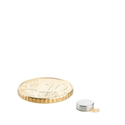 Scheibenmagnete aus Neodym, selbstklebend silber | 6 mm x 2 mm | 3M 467