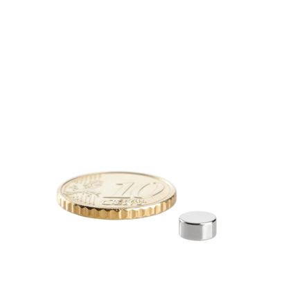Aimants néodymes en forme de disque 6 mm x 3 mm   | N45, axial (parallèle à la hauteur) 