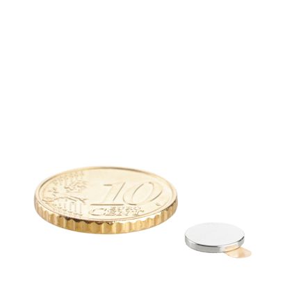 Scheibenmagnete aus Neodym, selbstklebend silber | 8 mm x 1 mm | 3M 467