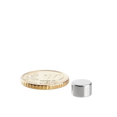 Aimants néodymes en forme de disque 8 mm x 5 mm | N45, axial (parallèle à la hauteur)