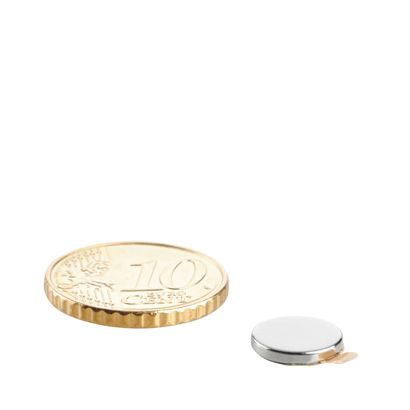 Scheibenmagnete aus Neodym, selbstklebend silber | 9,5 mm x 1,5 mm | 3M 467