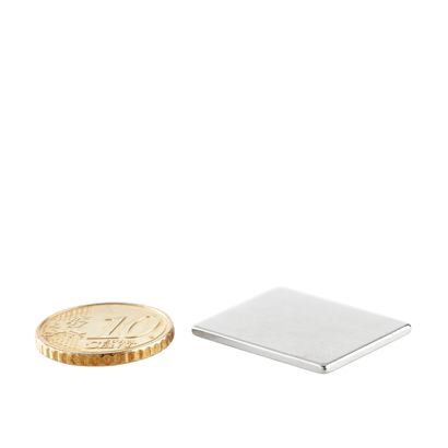 Quadermagnete aus Neodym, vernickelt 25 x 19 mm | 1,5 mm