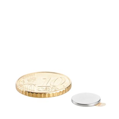 Scheibenmagnete aus Neodym, selbstklebend silber | 10 mm x 1 mm | 3M 467
