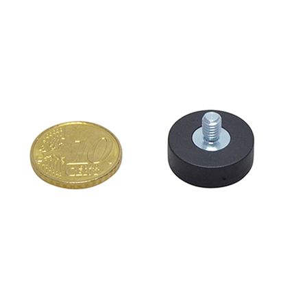 Gummierte Magnete mit Gewinde 18 mm | schwarz | M4x6 mm