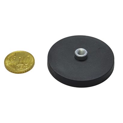 Gummierte Magnete mit Gewindebuchse 43 mm | schwarz | M5