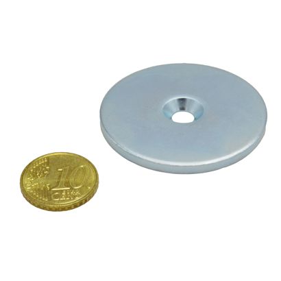 Pastille métallique avec perçage et abaissement 45 mm