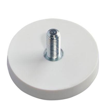 Gummierte Magnete mit Gewinde 31 mm | weiß | M5x12 mm