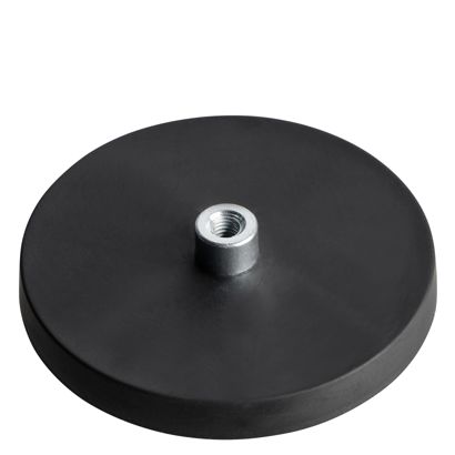 Gummierte Magnete mit Gewindebuchse schwarz  | 66 mm | M5 
