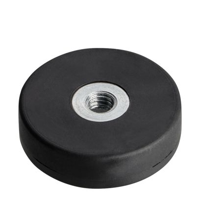 Aimants caoutchoutés avec filetage intérieur noir  | 22 mm