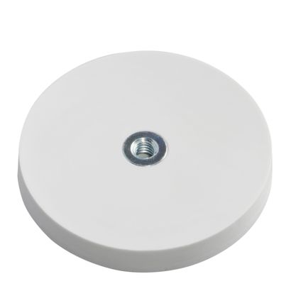 Gummierte Magnete mit Innengewinde 43 mm | weiß