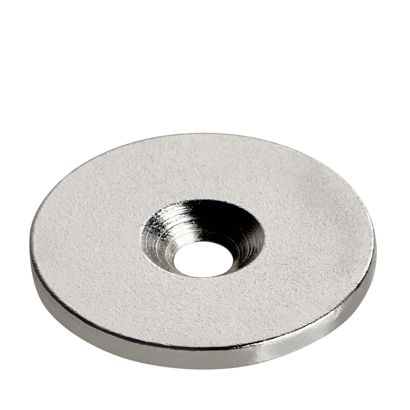 Pastille métallique avec perçage et abaissement 34 mm