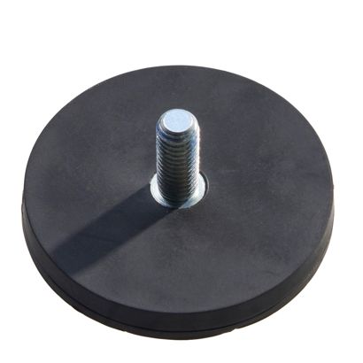 Gummierte Magnete mit Gewinde schwarz  | 43 mm | M6x15 mm 