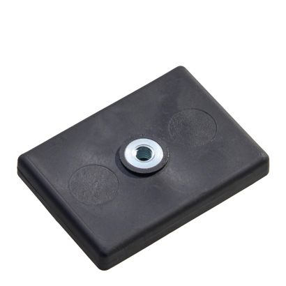 Gummierte Magnete, rechteckig, mit Innengewinde schwarz | M4x4,5 mm | 13 kg