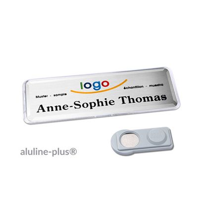 Namensschilder aluline-plus®, magnetisch smag® Magnet | silber | 76 x 25 mm