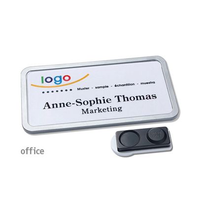 Namensschilder OFFICE, magnetisch smag® Magnet | edelstahl | 75 x 37 mm