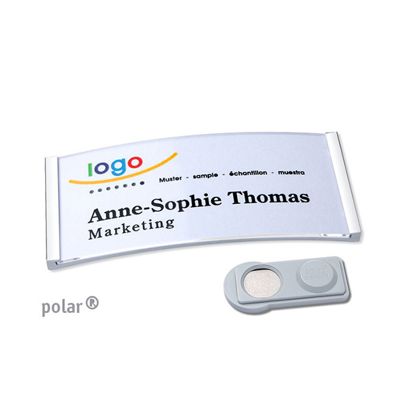 Namensschilder polar®, magnetisch smag® Magnet | chrom | 74 x 34 mm