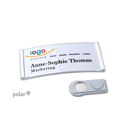 Namensschilder polar®, magnetisch smag® Magnet | chrom | 65 x 30 mm