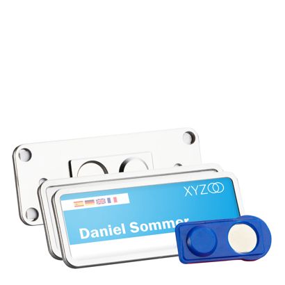 Namensschilder TEAM, magnetisch silber | 75 x 27 mm