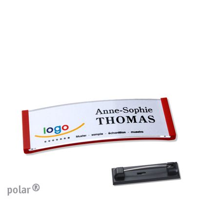 Namensschild mit Nadel polar® 64 x 22 mm  | rot 