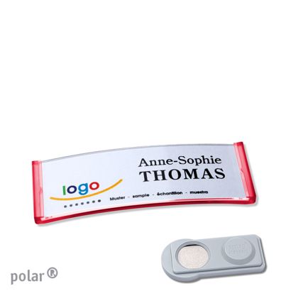 Namensschilder polar®, magnetisch smag® Magnet | transluzent, rot | 64 x 22 mm