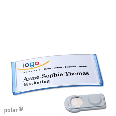 Namensschilder polar®, magnetisch smag® Magnet | transluzent, blau | 65 x 30 mm