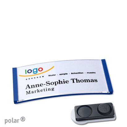 Namensschilder polar®, magnetisch smag® Magnet, extra stark | blau | 65 x 30 mm