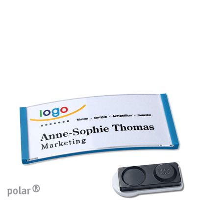 Namensschilder polar®, magnetisch smag® Magnet, extra stark | mittelblau | 65 x 30 mm