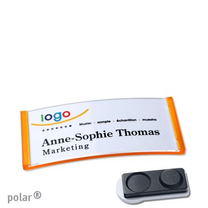 Namensschilder polar®, magnetisch smag® Magnet, extra stark | transluzent, orange | 65 x 30 mm