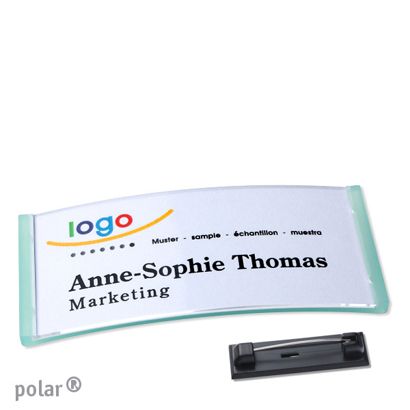 Namensschild mit Nadel polar® transluzent, grün | 74 x 34 mm
