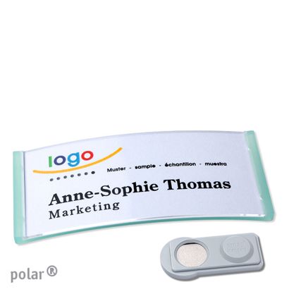 Namensschilder polar®, magnetisch smag® Magnet | transluzent, grün | 74 x 34 mm