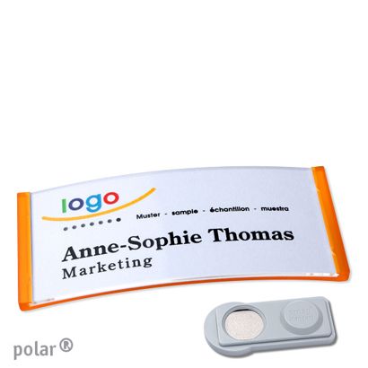 Namensschilder polar®, magnetisch smag® Magnet | transluzent, orange | 74 x 34 mm