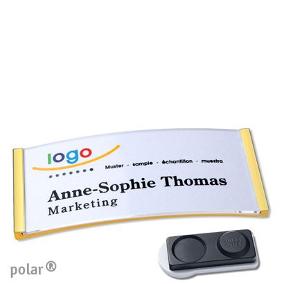 Namensschilder polar®, magnetisch smag® Magnet, extra stark | gold | 74 x 34 mm
