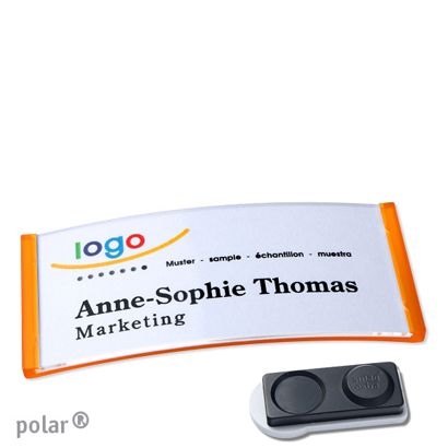 Namensschilder polar®, magnetisch smag® Magnet, extra stark | transluzent, orange | 74 x 34 mm
