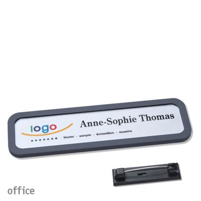 Namensschild mit Nadel OFFICE anthrazit | 75 x 17 mm