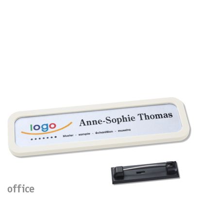 Namensschild mit Nadel OFFICE weiß | 75 x 17 mm
