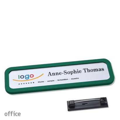 Namensschild mit Nadel OFFICE grün | 75 x 17 mm