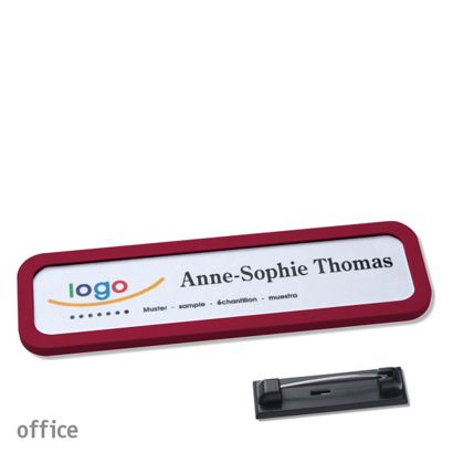 Namensschild mit Nadel OFFICE bordeauxviolett | 75 x 17 mm